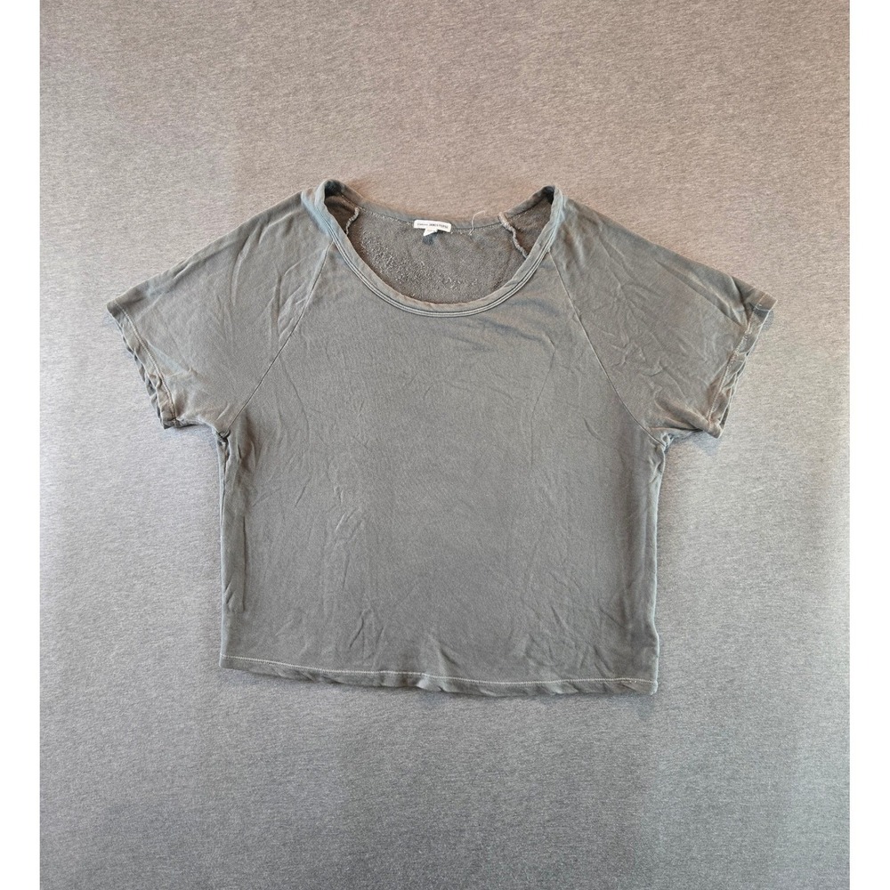 James Perse Short Sleeve Top Women 3 L Grey Supima Cotton Raglan French Terry